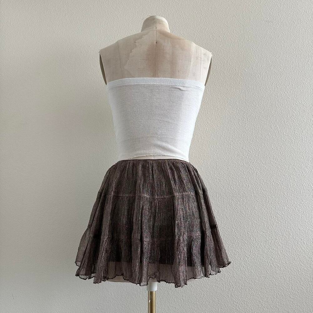 handmade gold shimmer circle ruffled mini skirt - Picture 3 of 11